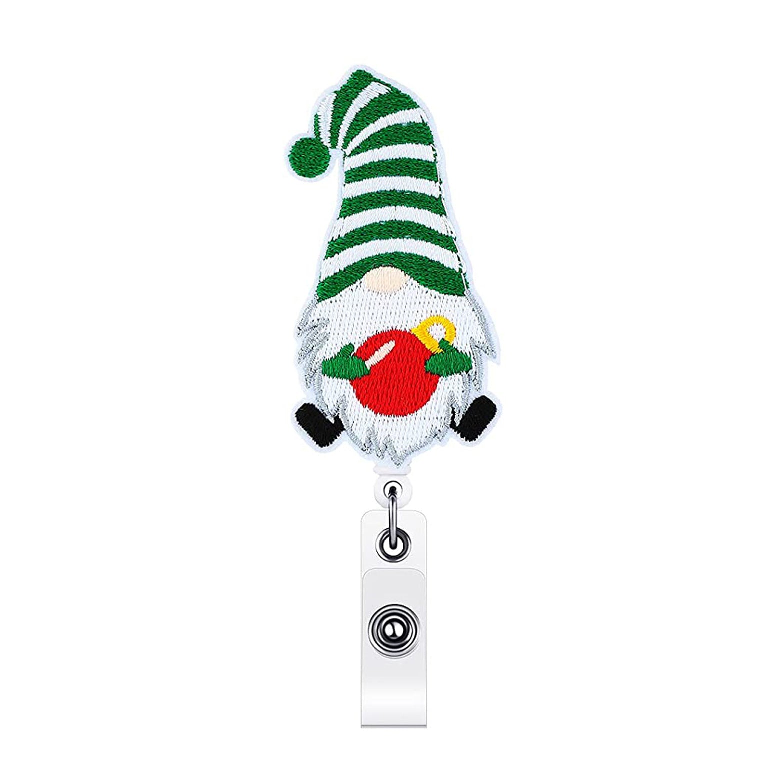 Wholesale ABS Christmas Felt Fabric Embroidered Santa Claus Badge Scroll Extendable Keychain